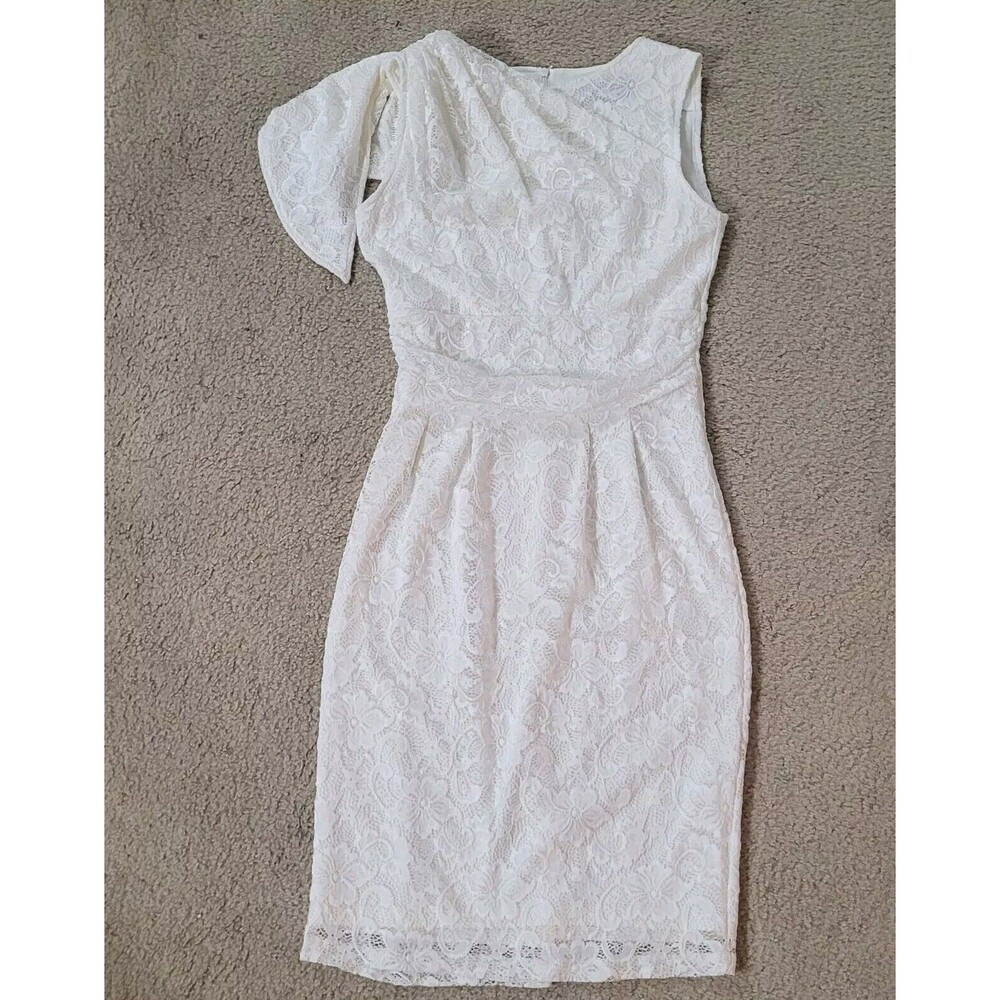 VFShow VFemage Dress Womens M White Full Lace Career Party Cocktail Evening